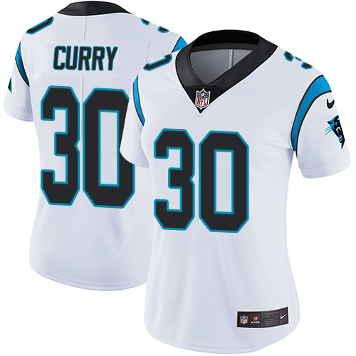 Women's Nike Carolina Panthers #30 Stephen Curry White Vapor Untouchable Limited Player NFL Jersey