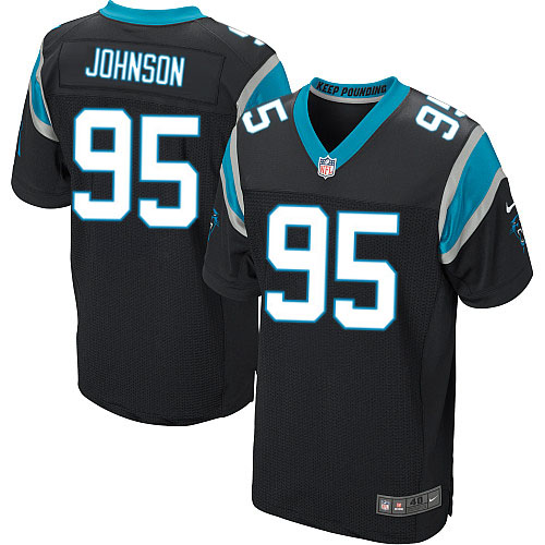 Men's Nike Carolina Panthers #95 Charles Johnson Elite Black Team Color NFL Jersey