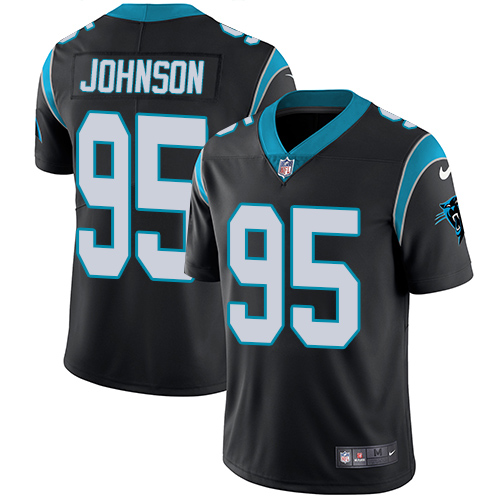Men's Nike Carolina Panthers #95 Charles Johnson Black Team Color Vapor Untouchable Limited Player NFL Jersey