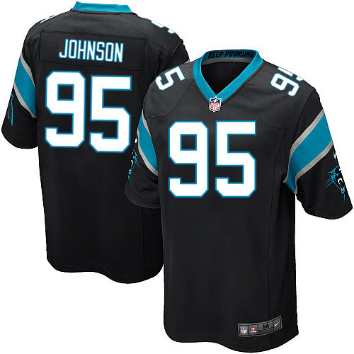 Men's Nike Carolina Panthers #95 Charles Johnson Game Black Team Color NFL Jersey