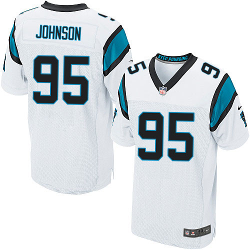 Men's Nike Carolina Panthers #95 Charles Johnson Elite White NFL Jersey