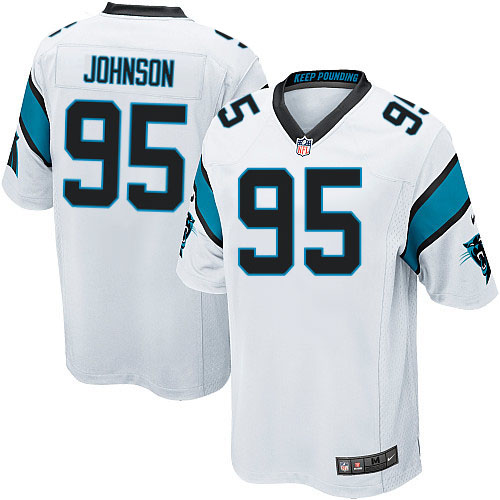 Men's Nike Carolina Panthers #95 Charles Johnson Game White NFL Jersey