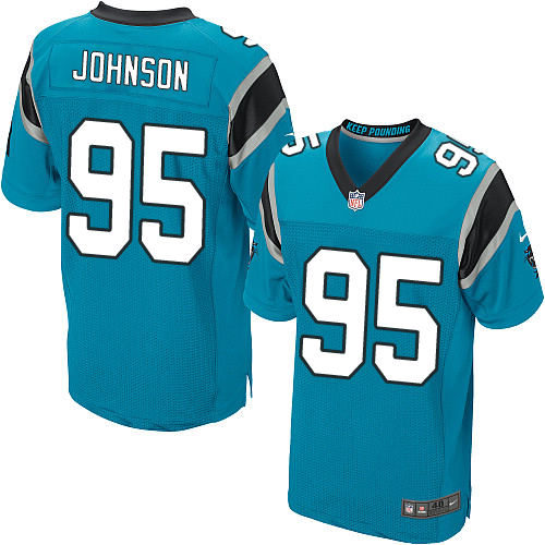 Men's Nike Carolina Panthers #95 Charles Johnson Elite Blue Alternate NFL Jersey
