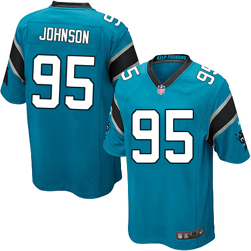 Men's Nike Carolina Panthers #95 Charles Johnson Game Blue Alternate NFL Jersey