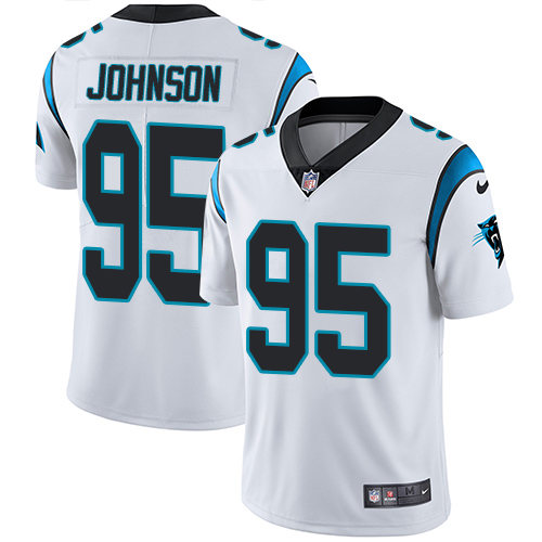 Youth Nike Carolina Panthers #95 Charles Johnson White Vapor Untouchable Limited Player NFL Jersey