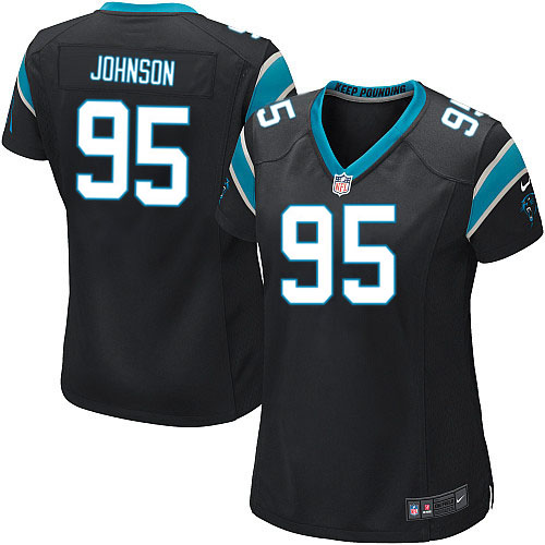 Women's Nike Carolina Panthers #95 Charles Johnson Game Black Team Color NFL Jersey