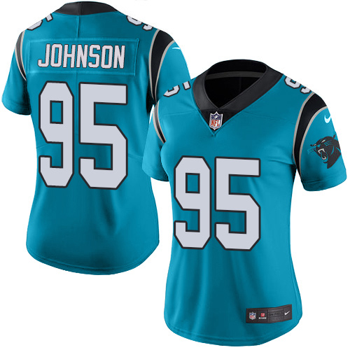 Women's Nike Carolina Panthers #95 Charles Johnson Blue Alternate Vapor Untouchable Elite Player NFL Jersey