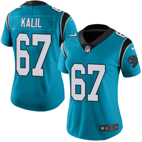 Women's Nike Carolina Panthers #67 Ryan Kalil Blue Alternate Vapor Untouchable Limited Player NFL Jersey