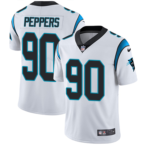Men's Nike Carolina Panthers #90 Julius Peppers White Vapor Untouchable Limited Player NFL Jersey