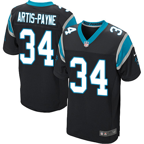 Men's Nike Carolina Panthers #34 Cameron Artis-Payne Elite Black Team Color NFL Jersey