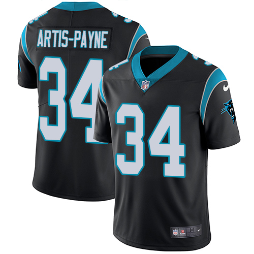 Men's Nike Carolina Panthers #34 Cameron Artis-Payne Black Team Color Vapor Untouchable Limited Player NFL Jersey