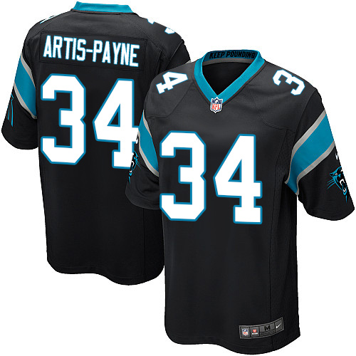 Men's Nike Carolina Panthers #34 Cameron Artis-Payne Game Black Team Color NFL Jersey