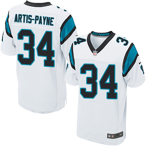 Men's Nike Carolina Panthers #34 Cameron Artis-Payne Elite White NFL Jersey