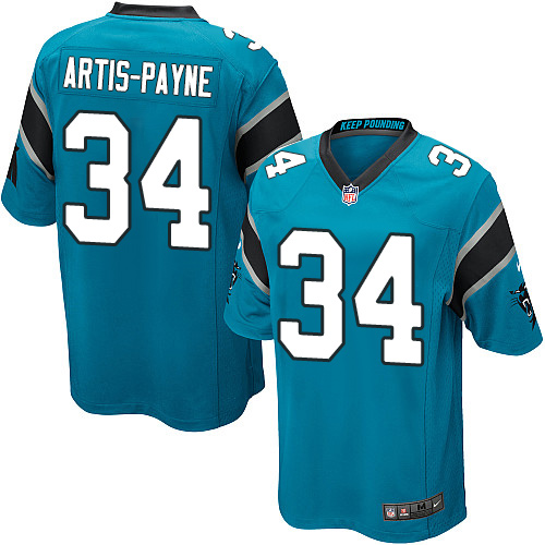 Men's Nike Carolina Panthers #34 Cameron Artis-Payne Game Blue Alternate NFL Jersey