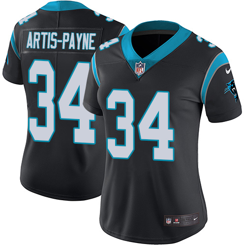 Women's Nike Carolina Panthers #34 Cameron Artis-Payne Black Team Color Vapor Untouchable Limited Player NFL Jersey