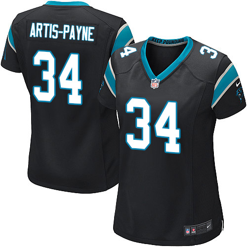 Women's Nike Carolina Panthers #34 Cameron Artis-Payne Game Black Team Color NFL Jersey