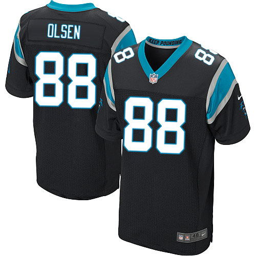 Men's Nike Carolina Panthers #88 Greg Olsen Elite Black Team Color NFL Jersey