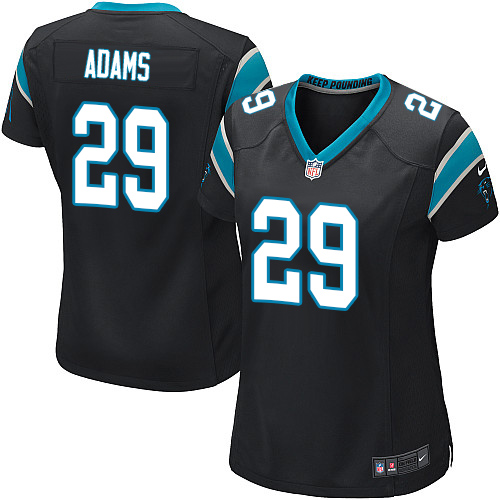 Women's Nike Carolina Panthers #29 Mike Adams Game Black Team Color NFL Jersey