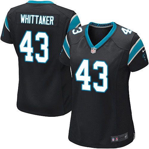 Women's Nike Carolina Panthers #43 Fozzy Whittaker Game Black Team Color NFL Jersey
