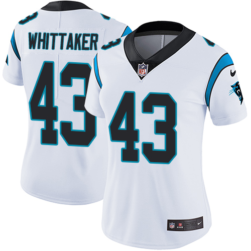 Women's Nike Carolina Panthers #43 Fozzy Whittaker White Vapor Untouchable Limited Player NFL Jersey