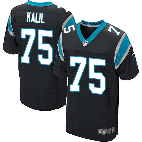 Men's Nike Carolina Panthers #75 Matt Kalil Elite Black Team Color NFL Jersey