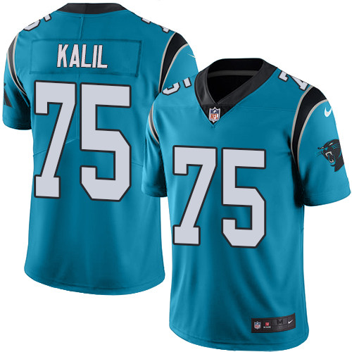 Men's Nike Carolina Panthers #75 Matt Kalil Blue Alternate Vapor Untouchable Limited Player NFL Jersey