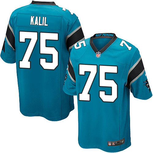 Men's Nike Carolina Panthers #75 Matt Kalil Game Blue Alternate NFL Jersey