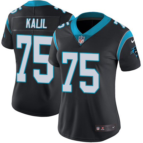 Women's Nike Carolina Panthers #75 Matt Kalil Black Team Color Vapor Untouchable Elite Player NFL Jersey