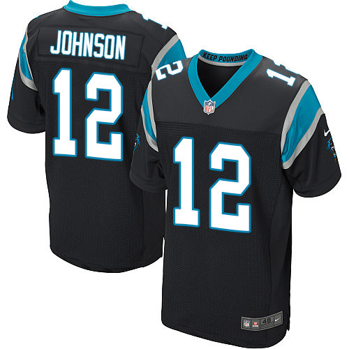 Men's Nike Carolina Panthers #12 Charles Johnson Elite Black Team Color NFL Jersey