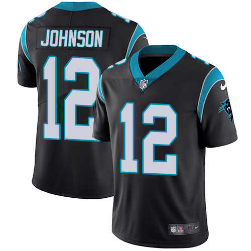 Men's Nike Carolina Panthers #12 Charles Johnson Black Team Color Vapor Untouchable Limited Player NFL Jersey