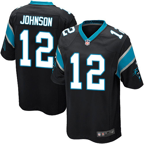 Men's Nike Carolina Panthers #12 Charles Johnson Game Black Team Color NFL Jersey