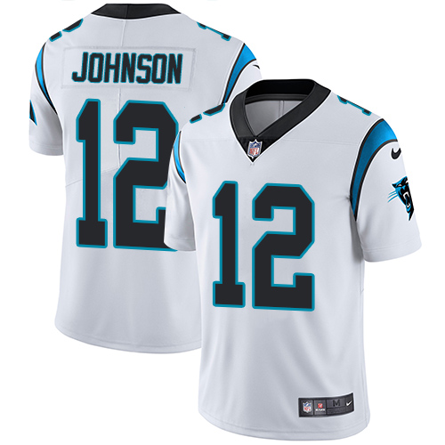 Men's Nike Carolina Panthers #12 Charles Johnson White Vapor Untouchable Limited Player NFL Jersey