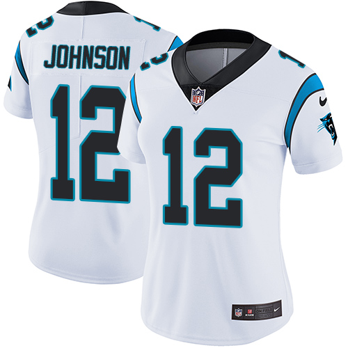 Women's Nike Carolina Panthers #12 Charles Johnson White Vapor Untouchable Elite Player NFL Jersey