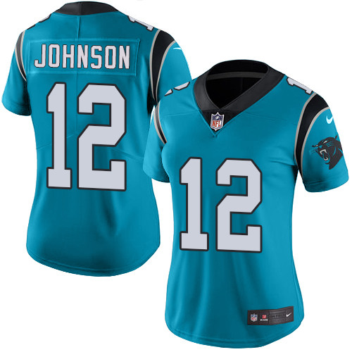 Women's Nike Carolina Panthers #12 Charles Johnson Blue Alternate Vapor Untouchable Elite Player NFL Jersey