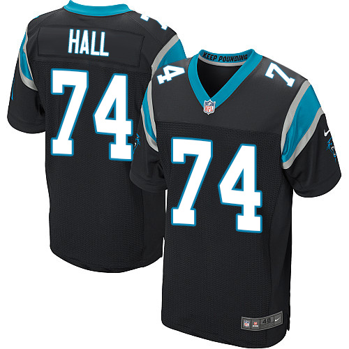 Men's Nike Carolina Panthers #74 Daeshon Hall Elite Black Team Color NFL Jersey