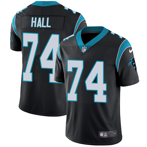 Men's Nike Carolina Panthers #74 Daeshon Hall Black Team Color Vapor Untouchable Limited Player NFL Jersey