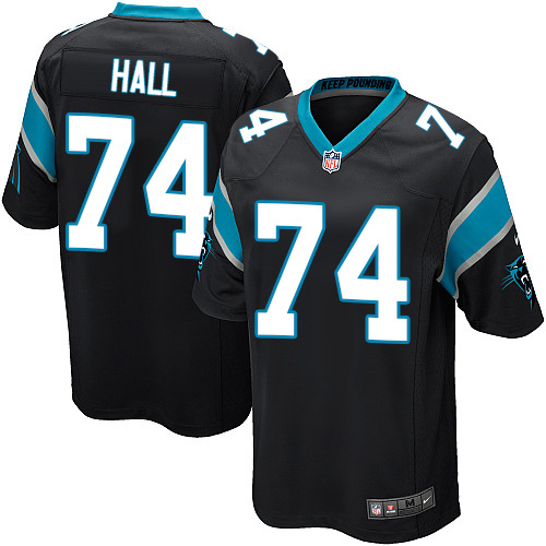 Men's Nike Carolina Panthers #74 Daeshon Hall Game Black Team Color NFL Jersey