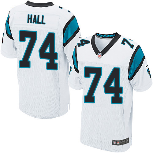 Men's Nike Carolina Panthers #74 Daeshon Hall Elite White NFL Jersey