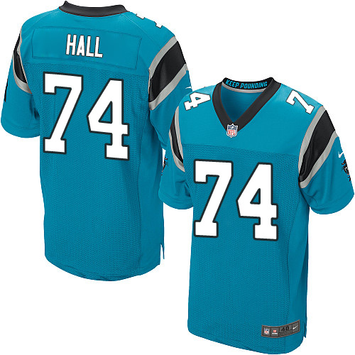 Men's Nike Carolina Panthers #74 Daeshon Hall Elite Blue Alternate NFL Jersey