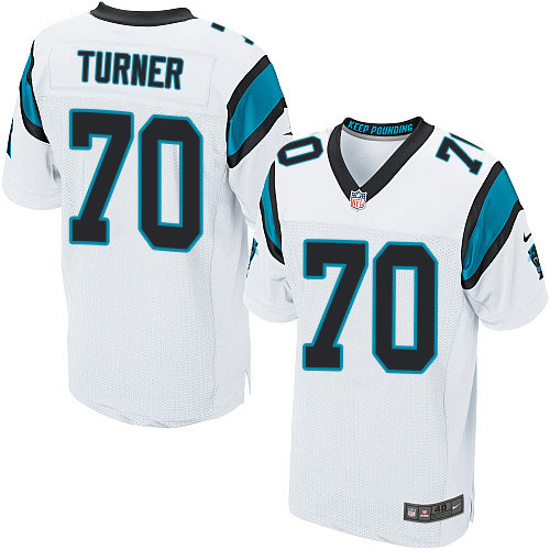 Men's Nike Carolina Panthers #70 Trai Turner Elite White NFL Jersey