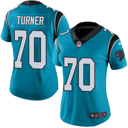 Women's Nike Carolina Panthers #70 Trai Turner Blue Alternate Vapor Untouchable Limited Player NFL Jersey