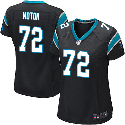 Women's Nike Carolina Panthers #72 Taylor Moton Game Black Team Color NFL Jersey
