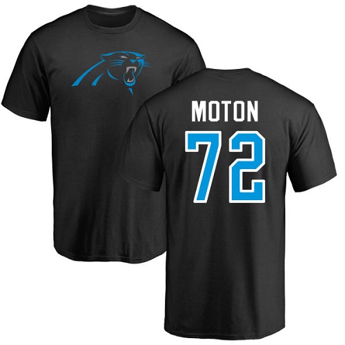 NFL Nike Carolina Panthers #72 Taylor Moton Black Name & Number Logo T-Shirt