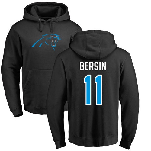 NFL Nike Carolina Panthers #11 Brenton Bersin Black Name & Number Logo Pullover Hoodie