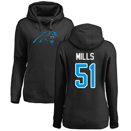 NFL Women's Nike Carolina Panthers #51 Sam Mills Black Name & Number Logo Pullover Hoodie