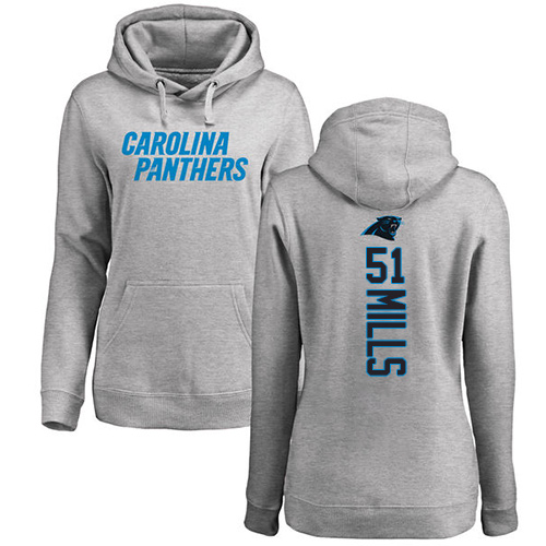 NFL Women's Nike Carolina Panthers #51 Sam Mills Ash Backer Pullover Hoodie