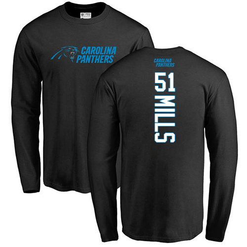 NFL Nike Carolina Panthers #51 Sam Mills Black Backer Long Sleeve T-Shirt
