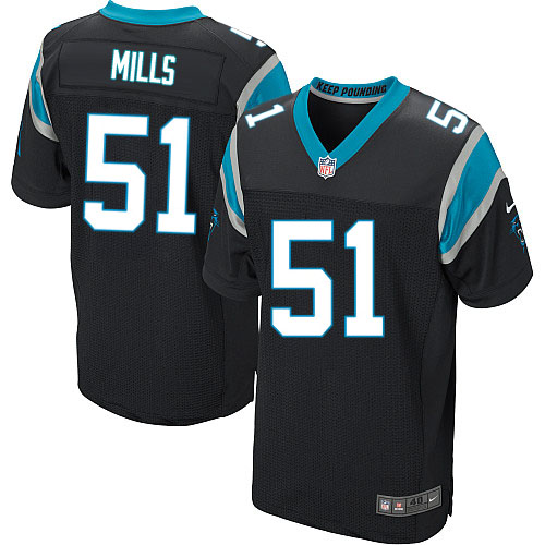 Men's Nike Carolina Panthers #51 Sam Mills Elite Black Team Color NFL Jersey