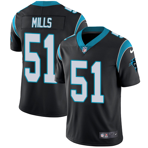 Men's Nike Carolina Panthers #51 Sam Mills Black Team Color Vapor Untouchable Limited Player NFL Jersey