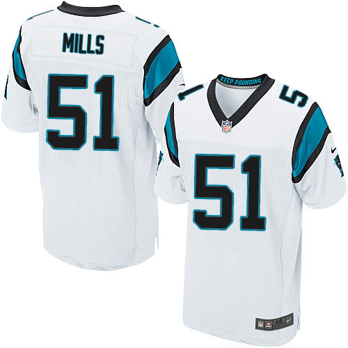 Men's Nike Carolina Panthers #51 Sam Mills Elite White NFL Jersey